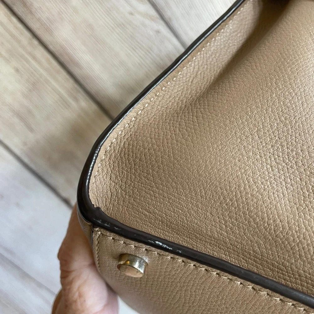 KATE SPADE NEW YORK CLASSIC‎ MEDIUM SATCHEL/CROSSBODY IN TAUPE PEBBLED LEATHER